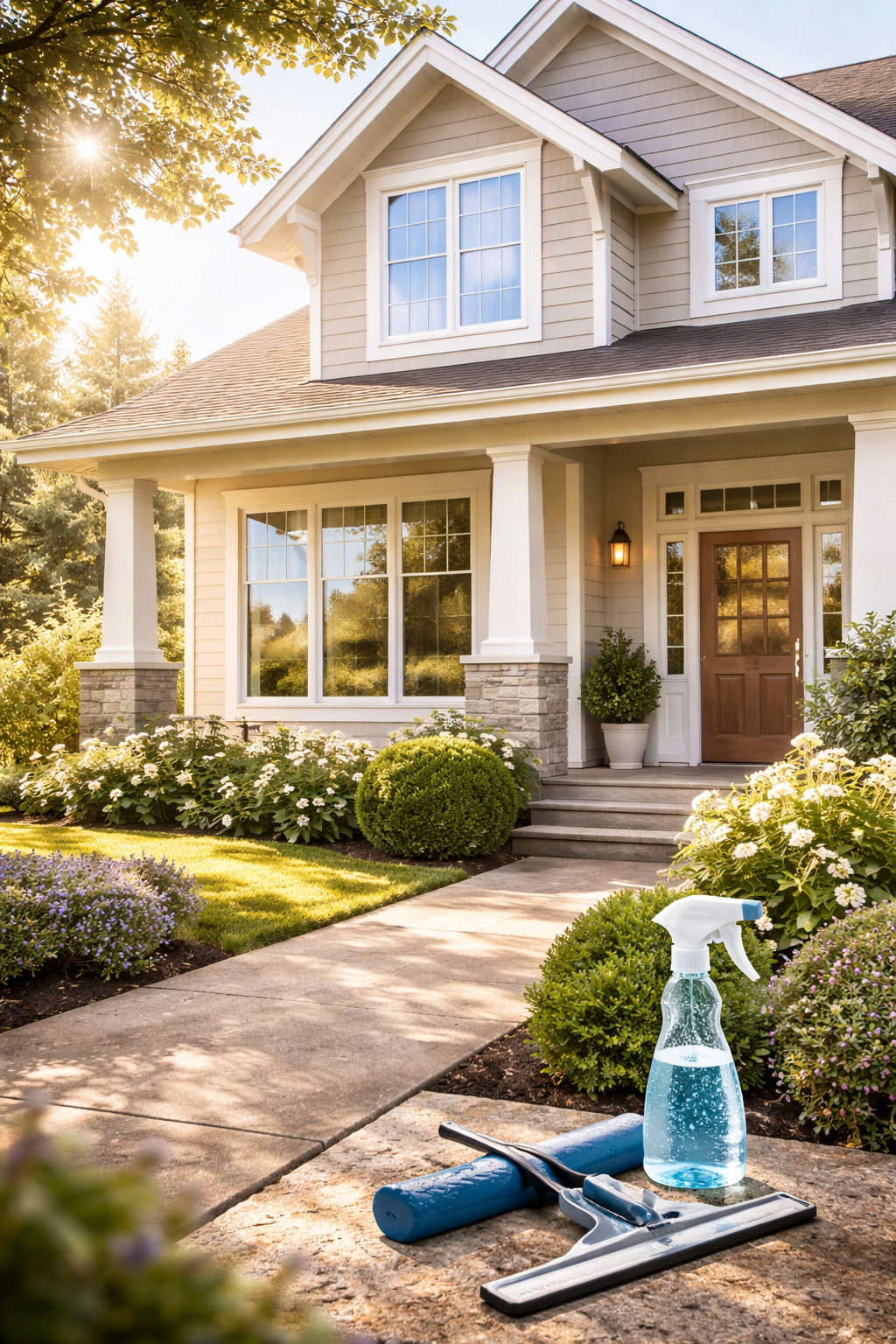 Clean residential exterior and front approach.