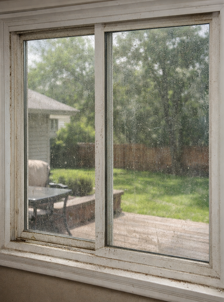 Before: residential windows before cleaning in Winnipeg